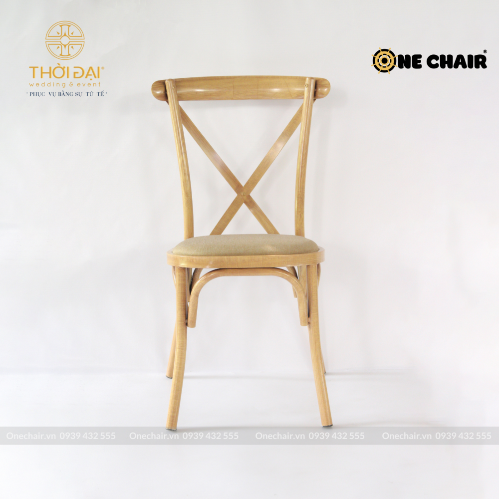 Ghế thép không gỉ crossback chữ X cho sự kiện tiệc cưới, nhà hàng khách sạn xếp chồng nên nhau đa năng