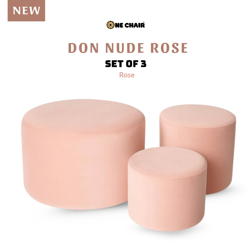 Don Moss Green – Bộ 3 Bàn Ghế Trụ Tròn Nhung Xanh Rêu