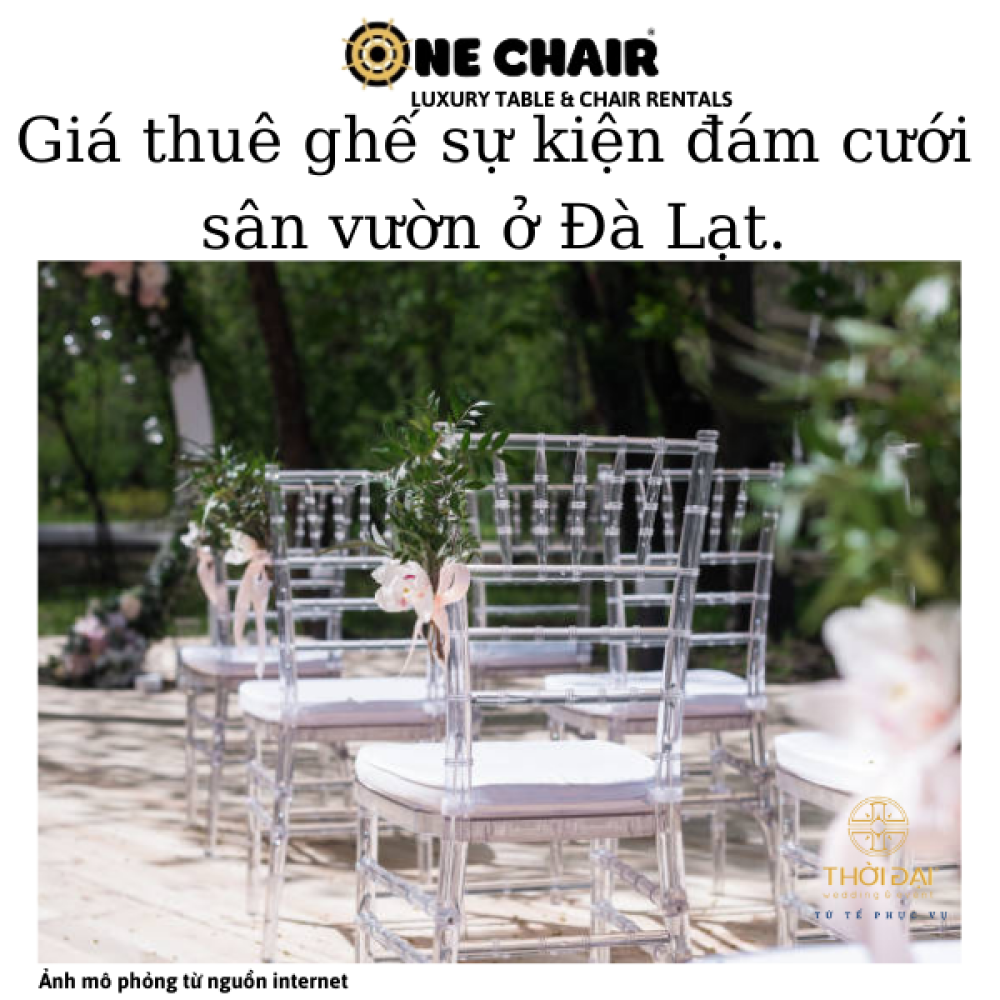 Giá thuê ghế sự kiện đám cưới sân vườn ở Đà Lạt.