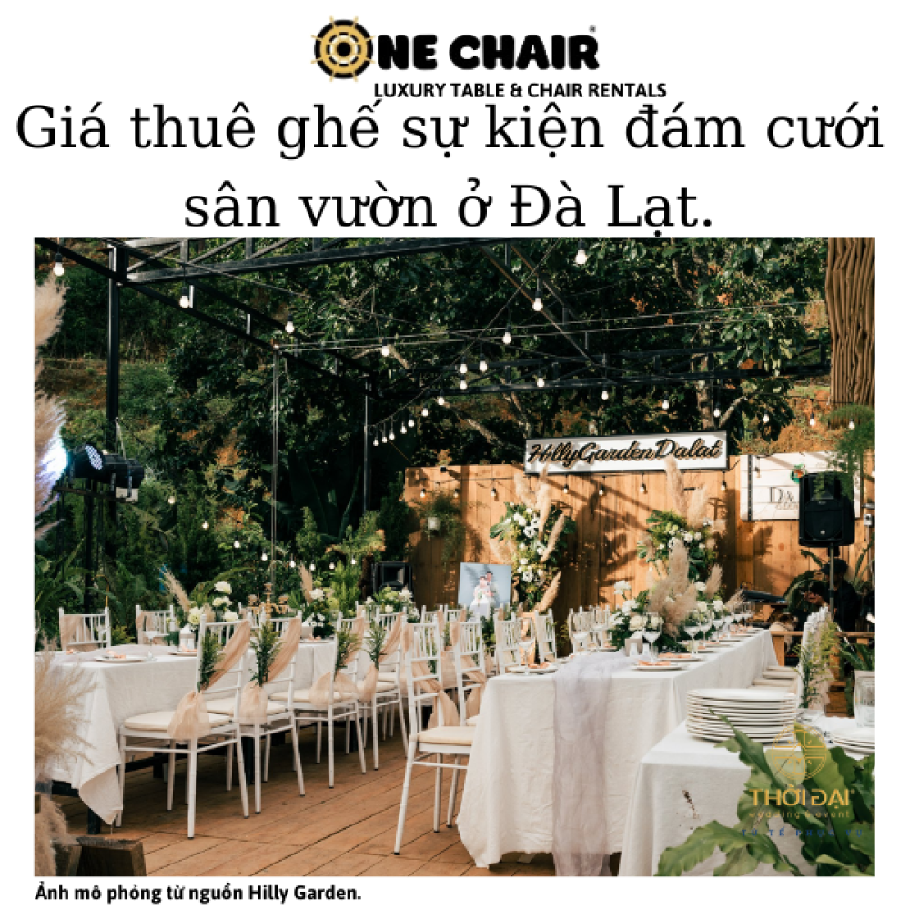Giá thuê ghế sự kiện đám cưới sân vườn ở Đà Lạt.