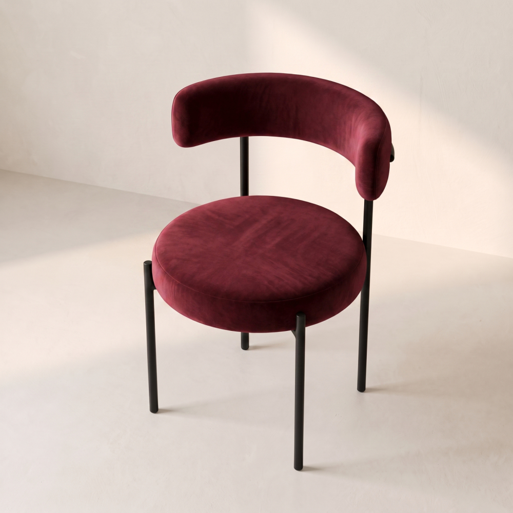 Bouclé Chair – Burgundy Wine