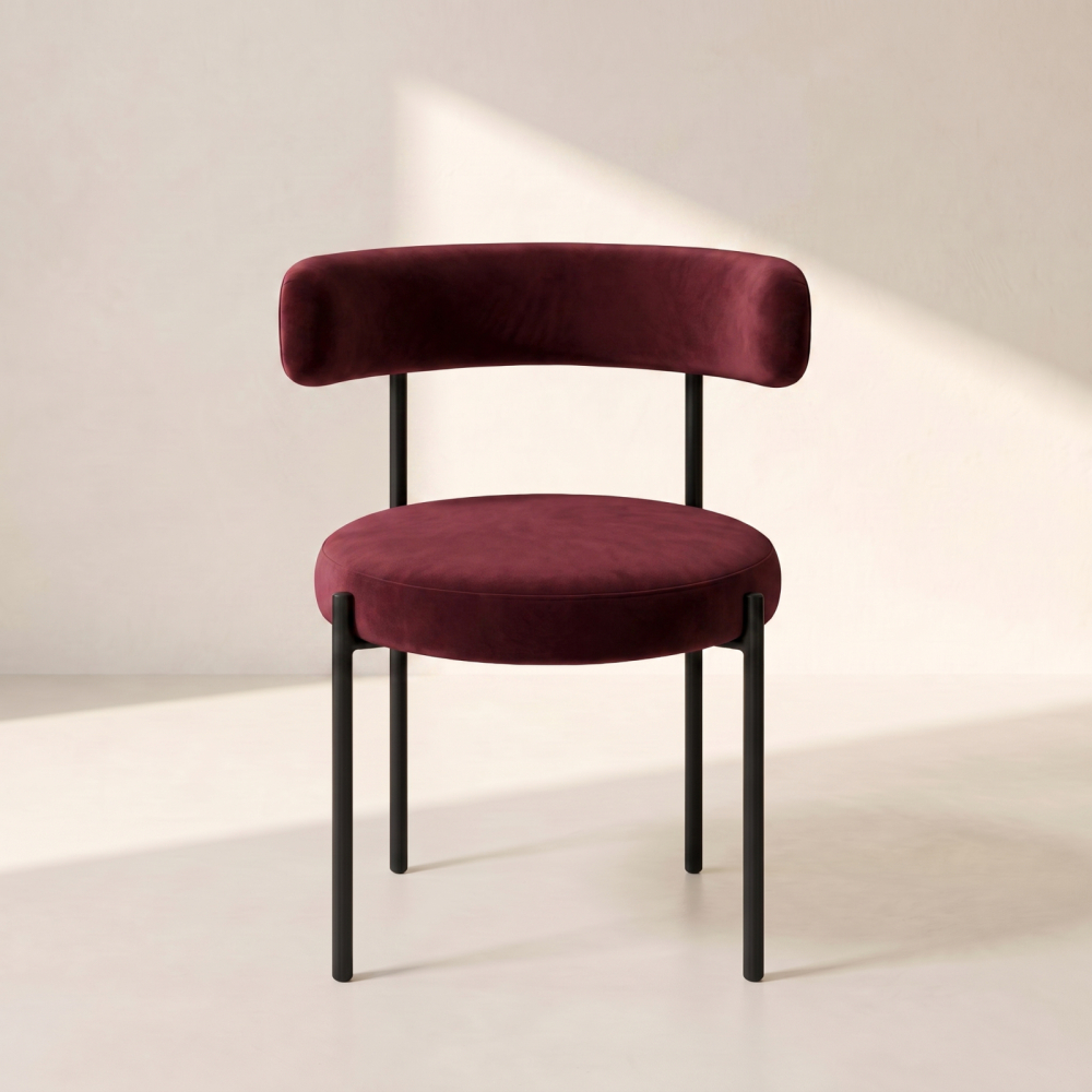 Bouclé Chair – Burgundy Wine