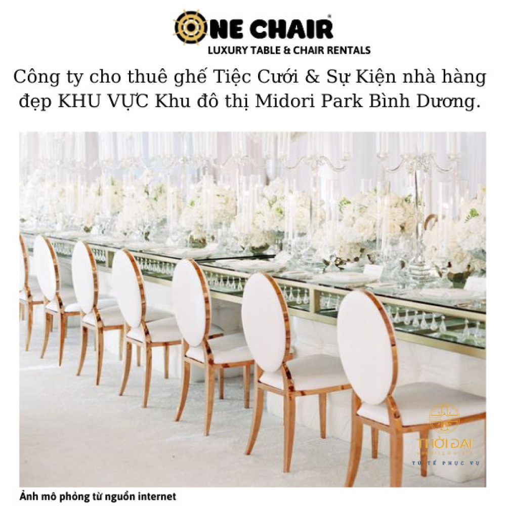 Công ty cho thuê ghế Tiệc Cưới & Sự Kiện nhà hàng đẹp khu vực Khu đô thị Midori Park Bình Dương.