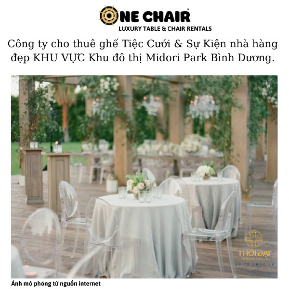 Công ty cho thuê ghế Tiệc Cưới & Sự Kiện nhà hàng đẹp khu vực Khu đô thị Midori Park Bình Dương.