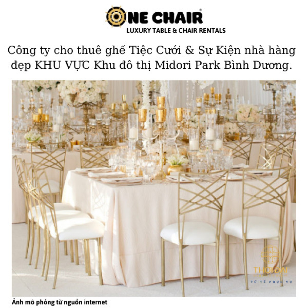 Công ty cho thuê ghế Tiệc Cưới & Sự Kiện nhà hàng đẹp khu vực Khu đô thị Midori Park Bình Dương.