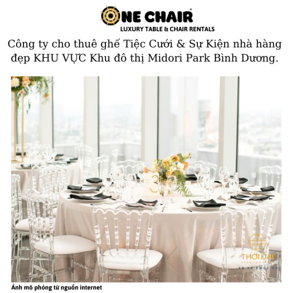 Công ty cho thuê ghế Tiệc Cưới & Sự Kiện nhà hàng đẹp khu vực Khu đô thị Midori Park Bình Dương.