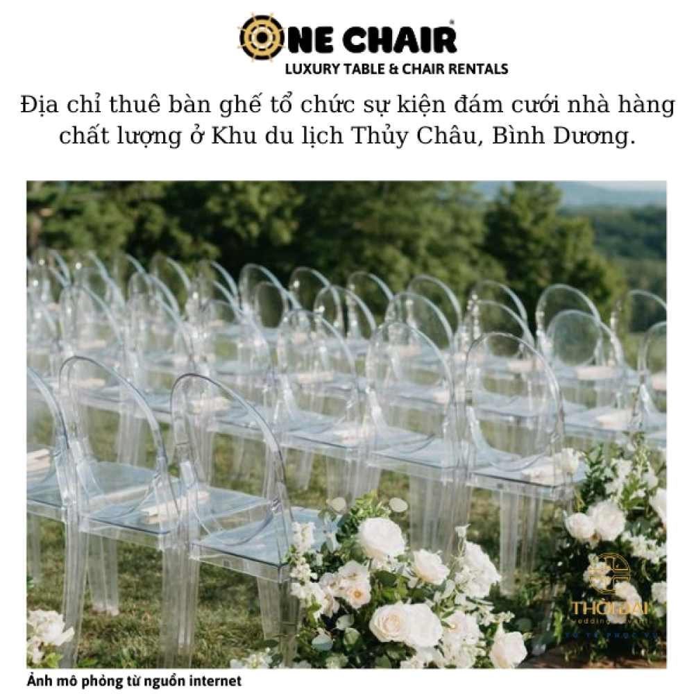 Địa chỉ thuê bàn ghế tổ chức sự kiện đám cưới nhà hàng chất lượng ở Khu du lịch Thủy Châu, Bình Dương.