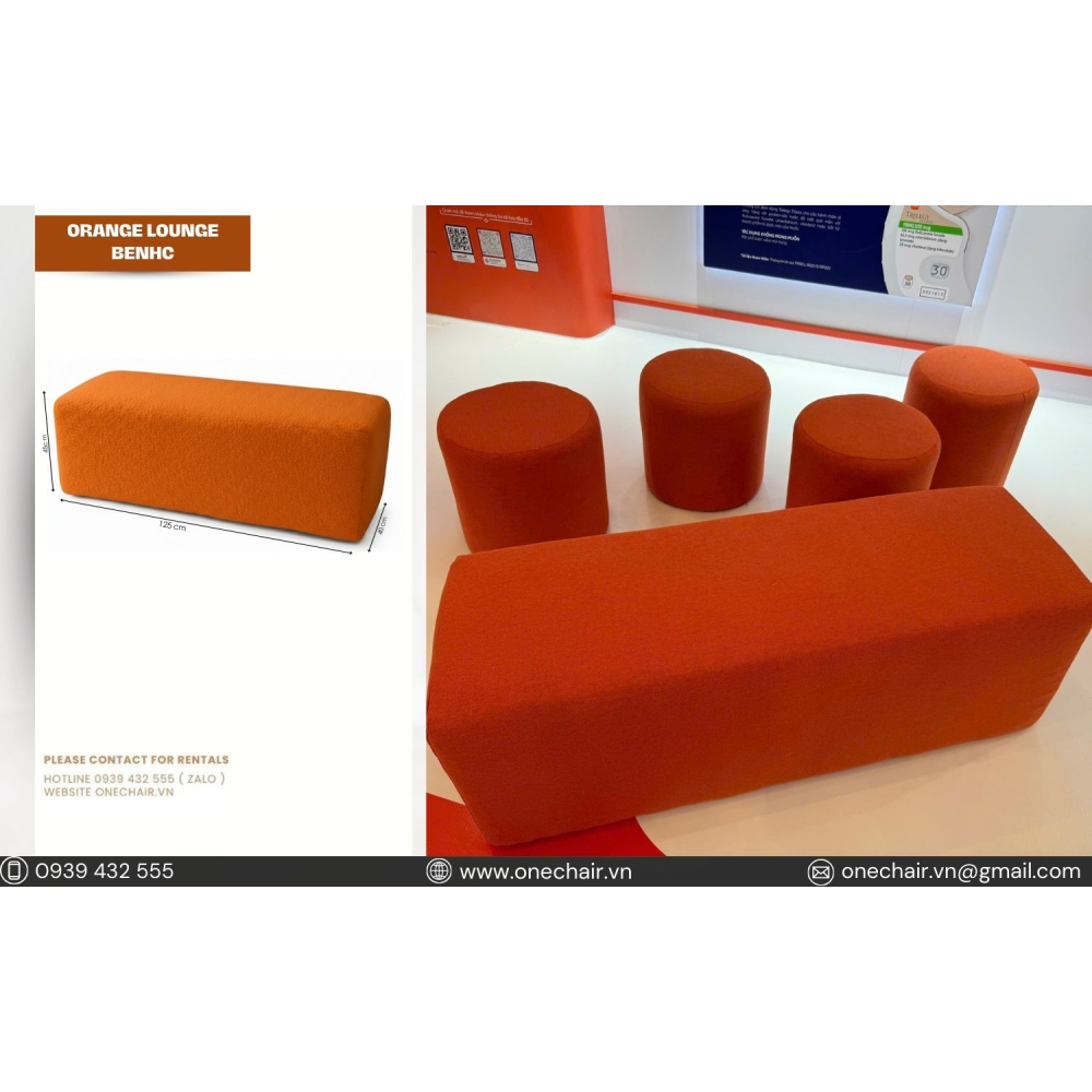 Ghế Lounge Bench Cam – Năng Động & Tạo Điểm Nhấn Không Gian