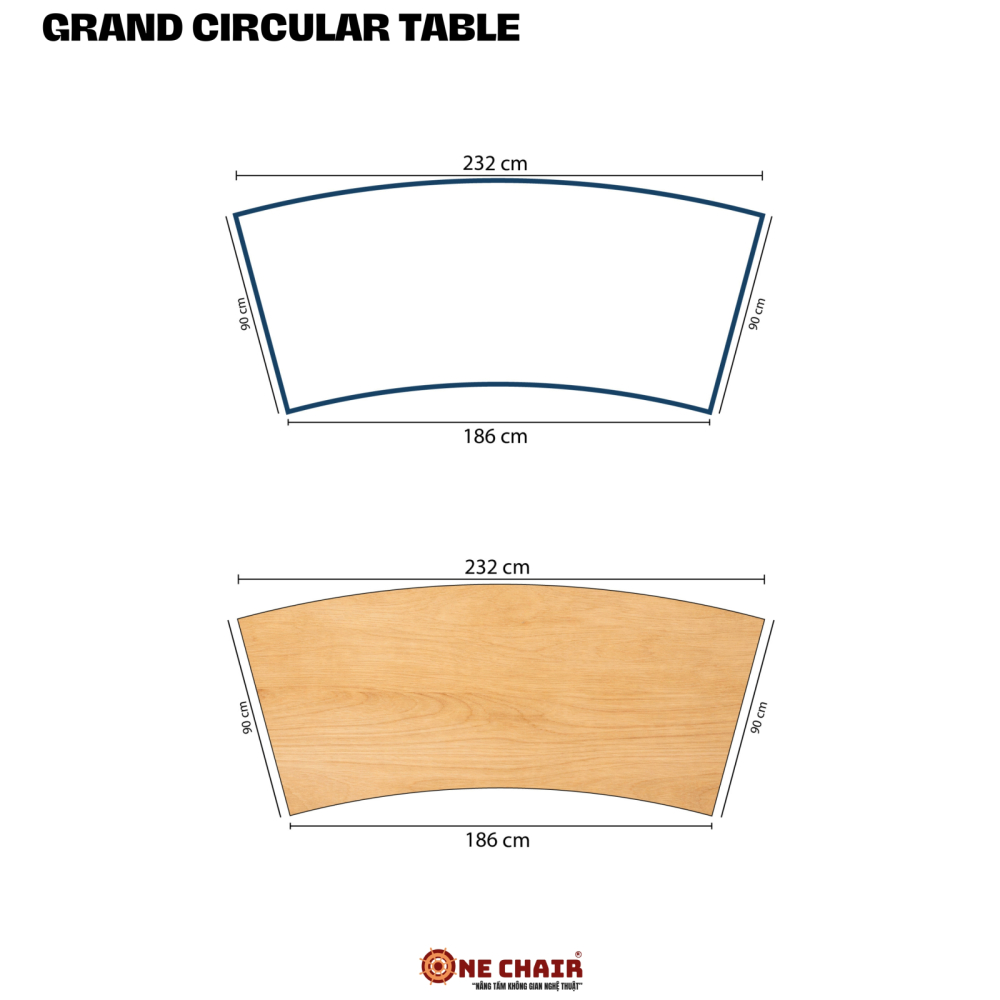 Bàn Tròn Trung Tâm Dạng Chữ C Size  9m