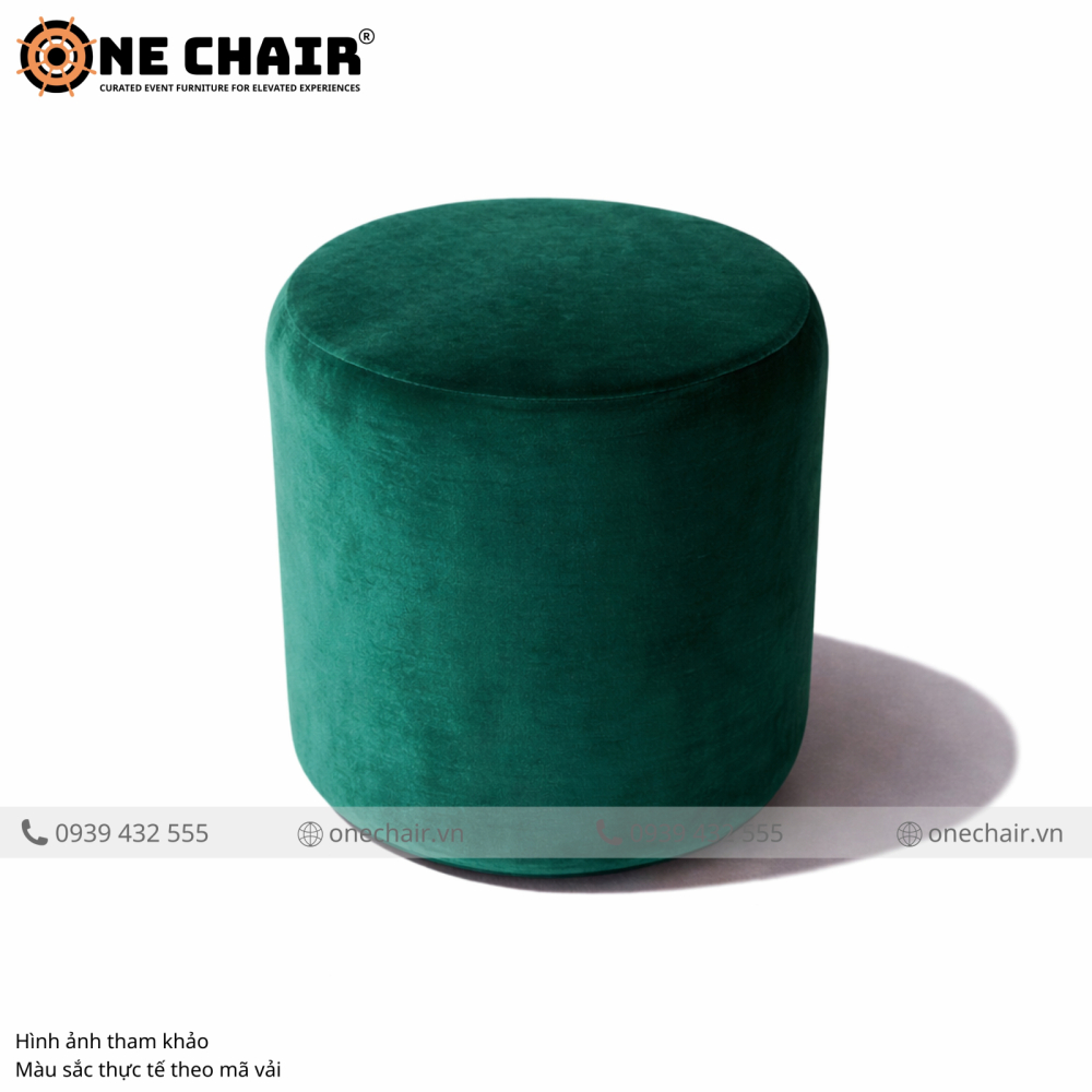 Ottoman Đơn Nhung Xanh Ngọc Emerald – Viên Đá Quý Nhỏ Gọn Tỏa Sáng Mọi Không Gian Sự Kiện