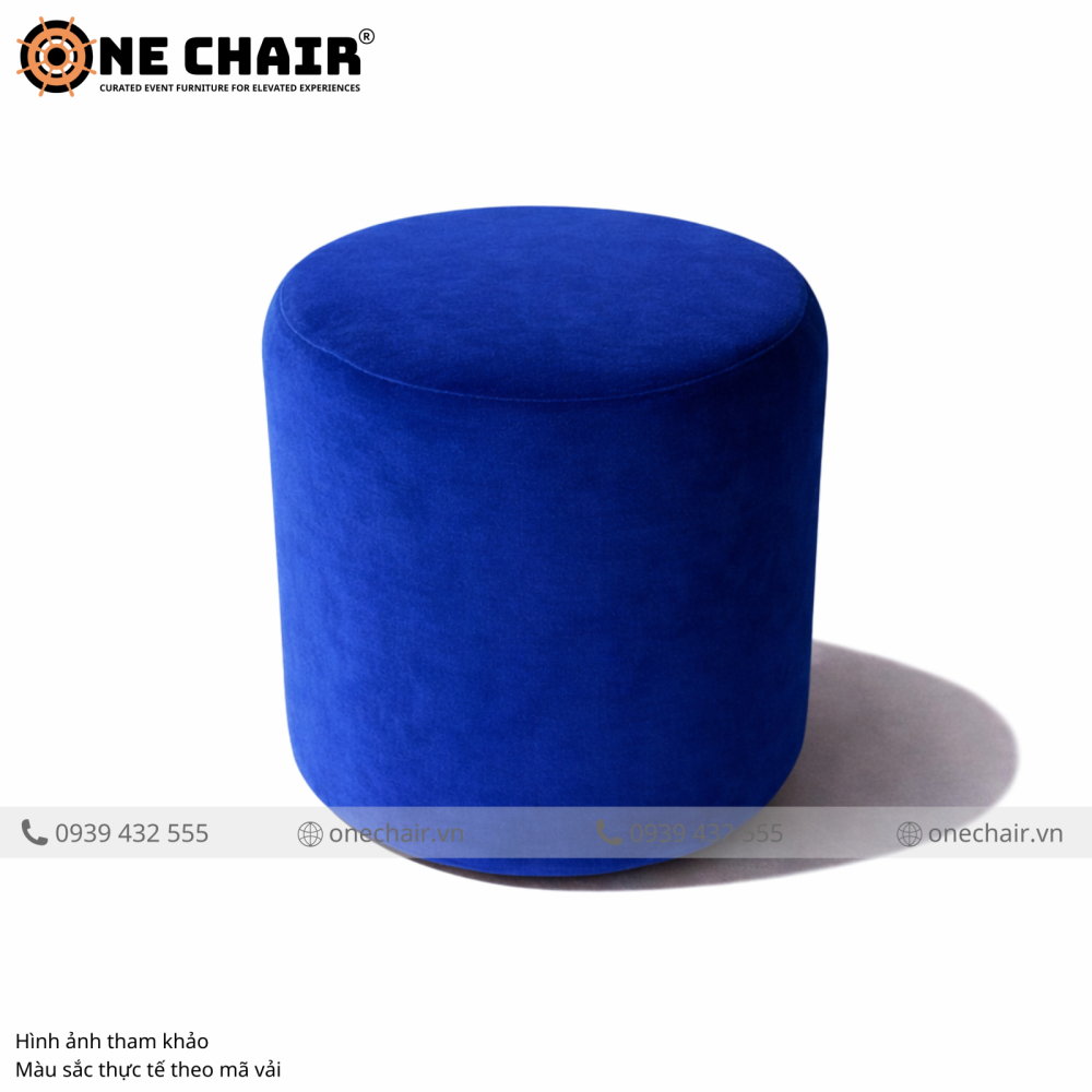 Ottoman Đơn Nhung Xanh Coban – Nhỏ Gọn Nhưng Quyền Lực & Đẳng Cấp Đến Từng Thớ Vải