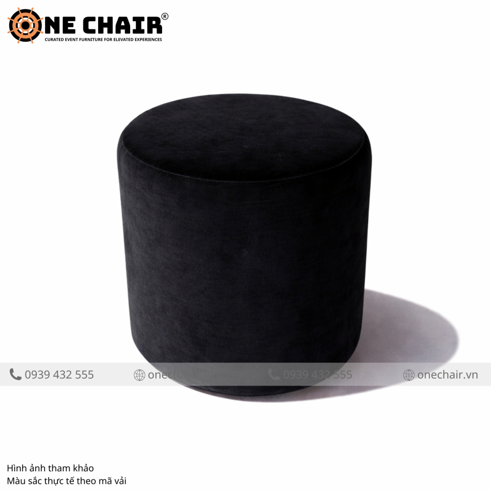 Ottoman Đơn Nhung Đen – Tối Giản Tuyệt Đối & Dark Luxury Đỉnh Cao Cho Sự Kiện Thượng Lưu