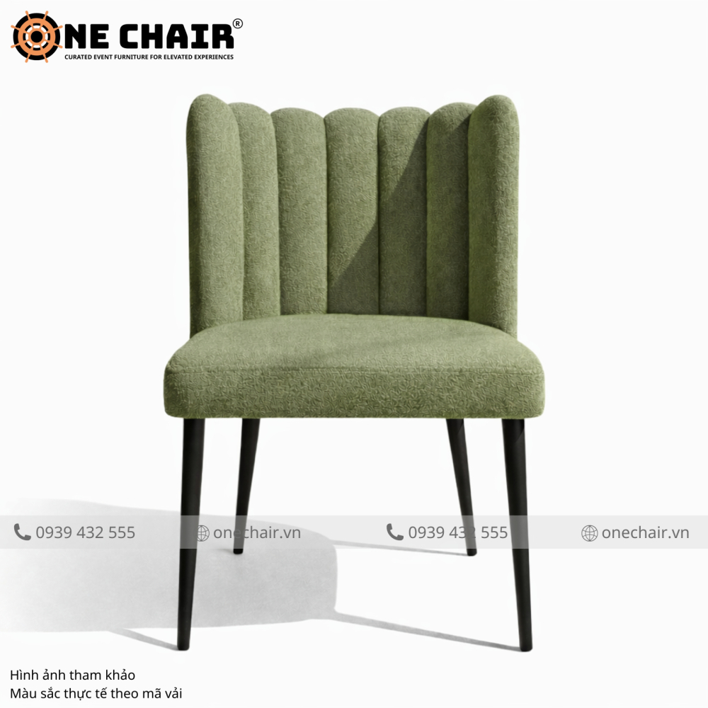 Ghế Sofa Đơn Tulip Xanh Olive – Biophilic Green Cho Không Gian Sự Kiện