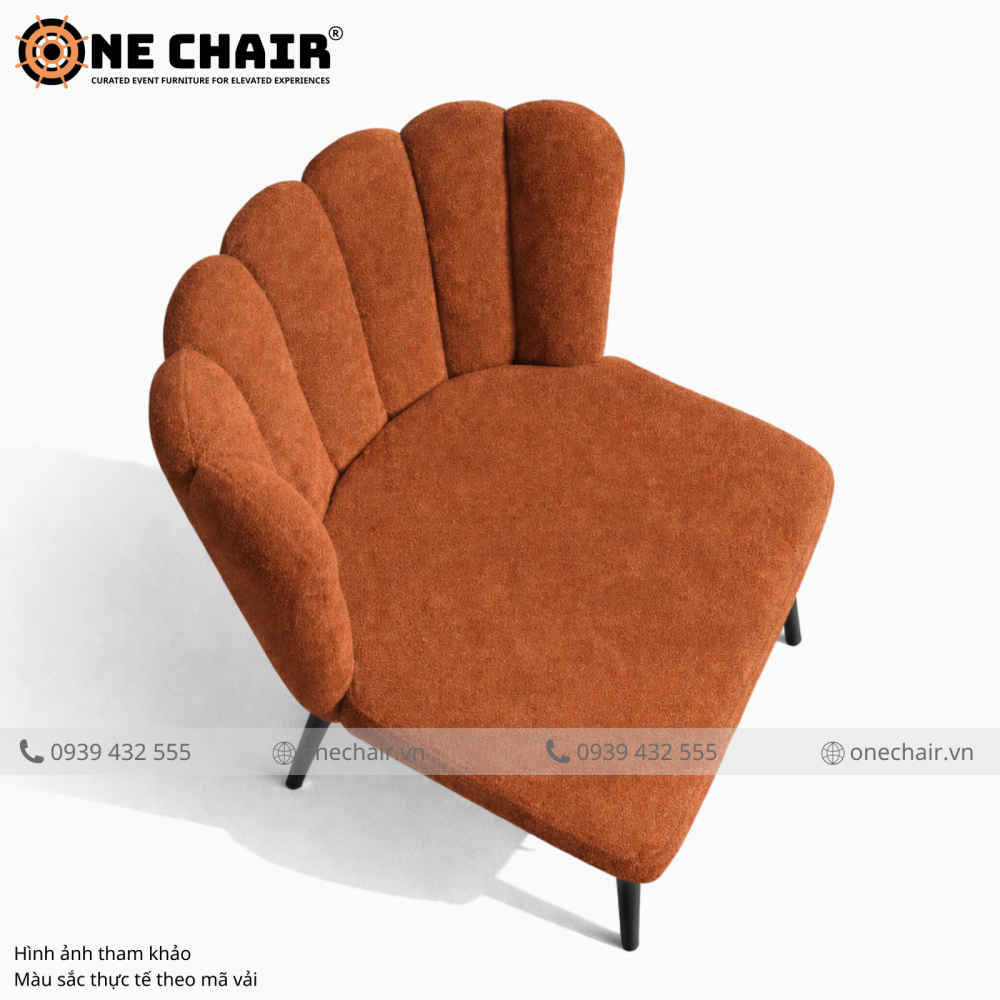 Sofa Tulip Cao Cấp Màu Nâu Terracotta – Ấm Nồng & Cá Tính Cho Sự Kiện Đậm Chất Nghệ Thuật