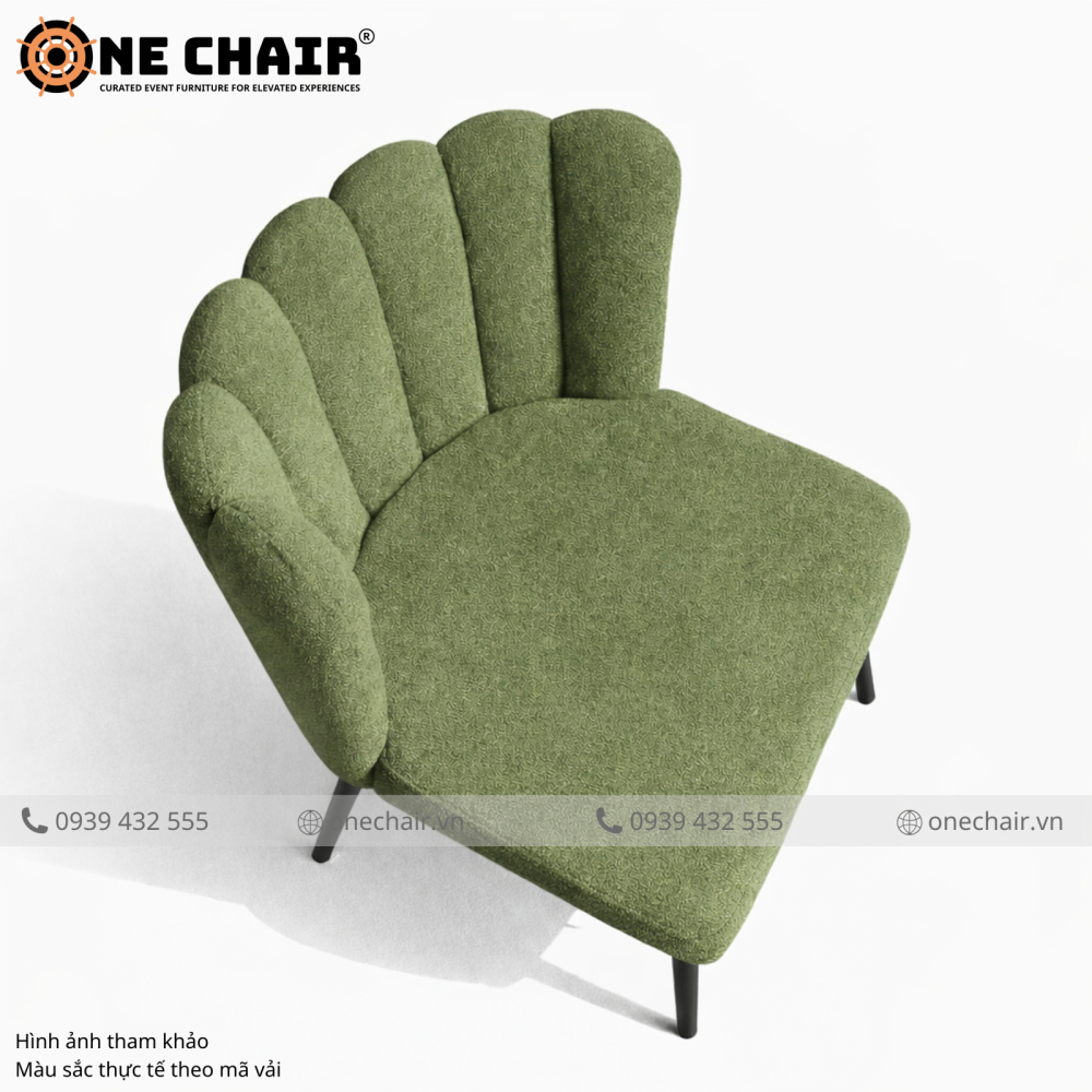 Ghế Sofa Đơn Tulip Xanh Olive – Biophilic Green Cho Không Gian Sự Kiện