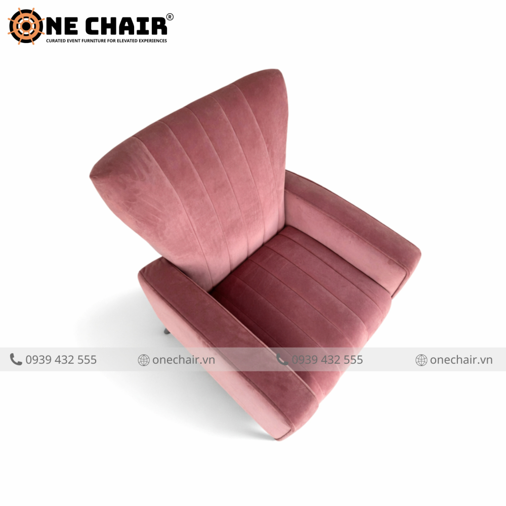 Ghế Sofa Sự Kiện Muse Armchair Nhung Hồng Dusty – Nàng Thơ Của Mọi Không Gian Sự Kiện Tinh Tế