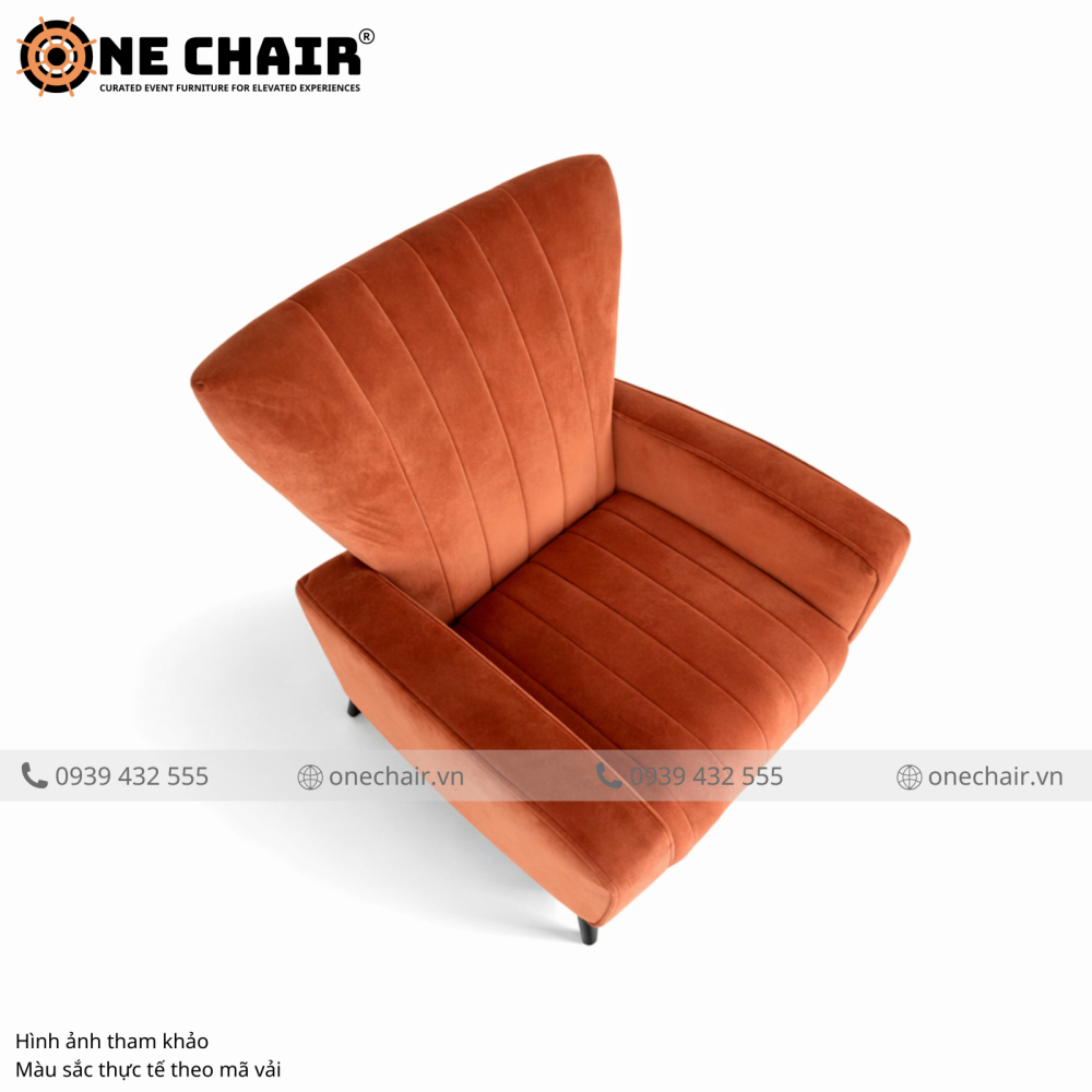 Sofa Sự Kiện Armchair Cao Cấp Muse Nâu Terracotta – Hơi Thở Đất Trời Chạm Đỉnh Earthy Luxe Sự Kiện