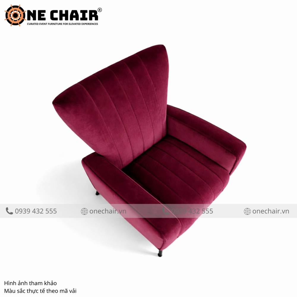 Sofa Armchair Sự Kiện Cao Cấp Muse Đỏ Burgundy – Đỉnh Cao Dark Romance Cho Sự Kiện Khó Quên