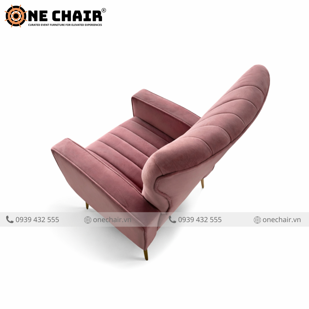 Ghế Sofa Sự Kiện Muse Armchair Nhung Hồng Dusty – Nàng Thơ Của Mọi Không Gian Sự Kiện Tinh Tế