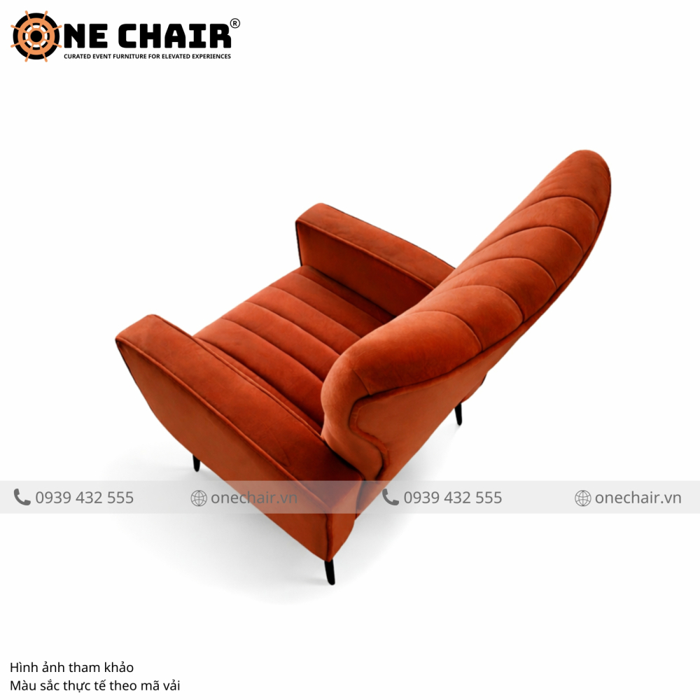 Sofa Sự Kiện Armchair Cao Cấp Muse Nâu Terracotta – Hơi Thở Đất Trời Chạm Đỉnh Earthy Luxe Sự Kiện