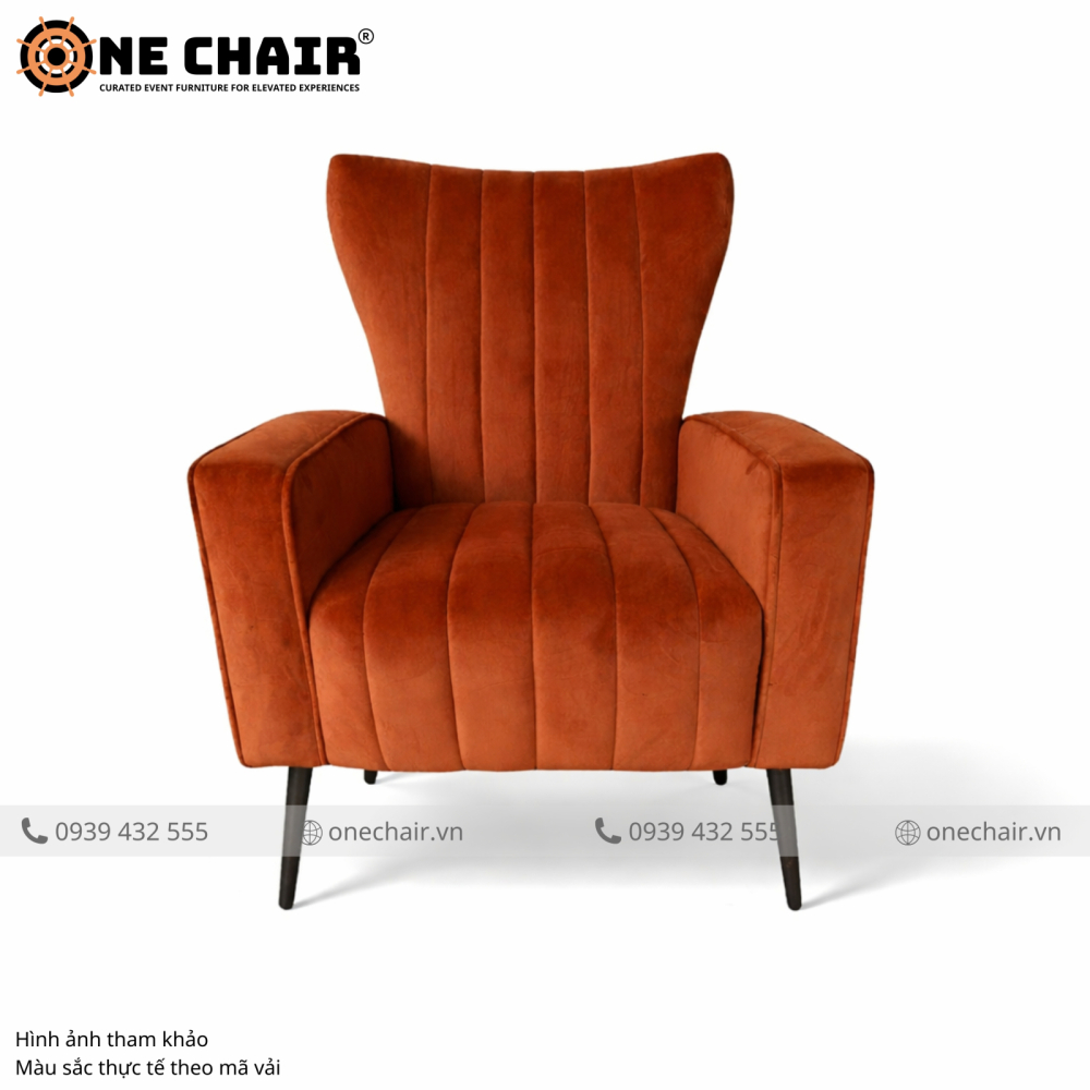 Sofa Sự Kiện Armchair Cao Cấp Muse Nâu Terracotta – Hơi Thở Đất Trời Chạm Đỉnh Earthy Luxe Sự Kiện