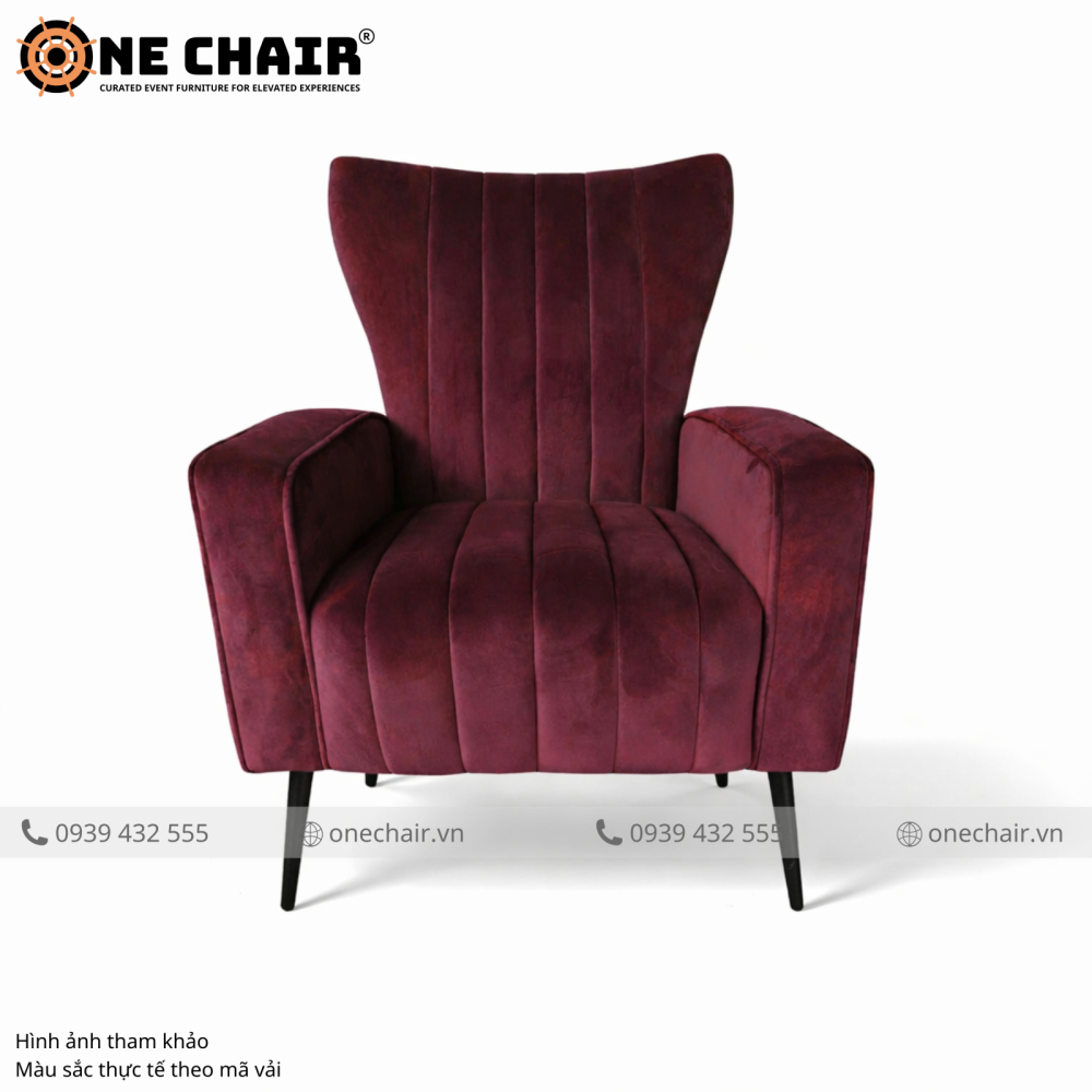 Sofa Armchair Sự Kiện Cao Cấp Muse Đỏ Burgundy – Đỉnh Cao Dark Romance Cho Sự Kiện Khó Quên