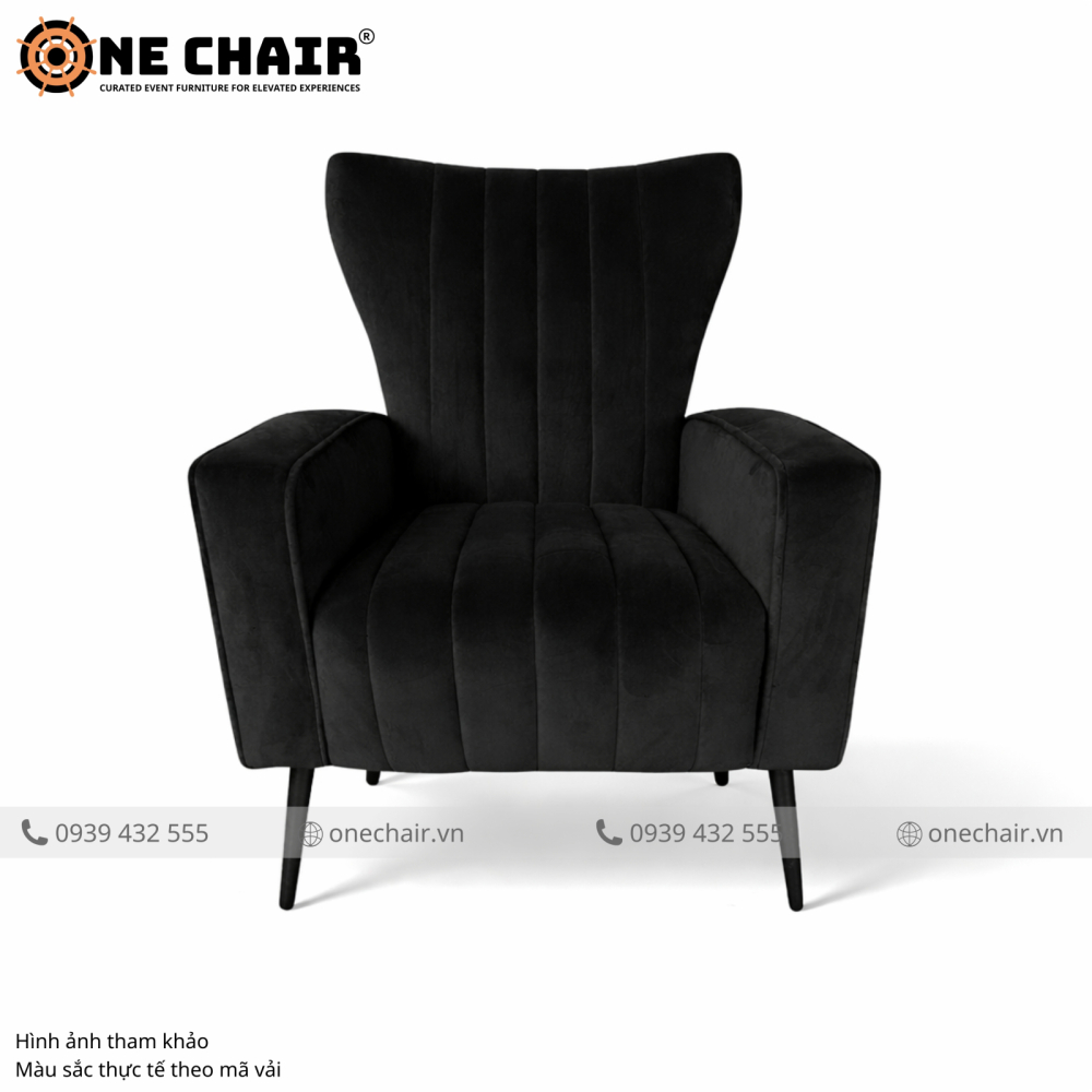 Sofa Armchair Sự Kiện Muse Đen – Bá Chủ Dark Luxury Thống Trị Mọi Sân Khấu Sự Kiện Đỉnh Cao