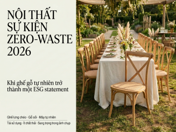 Nội Thất Sự Kiện Zero-waste 2026: Khi Doanh Nghiệp Chọn Ghế Gỗ Tự Nhiên Không Chỉ Vì Đẹp