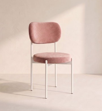 Velvet Chair – Pink (White Frame)