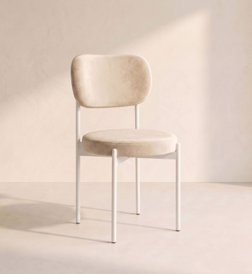 Velvet Chair – Champagne (White Frame)