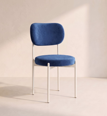 Velvet Chair – Cobalt Blue (White Frame)