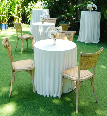 Crossback Rattan - Bàn Cocktail Trắng / Mộc Mạc Tự Nhiên Trong Mỗi Buổi Tiệc Sân Vườn