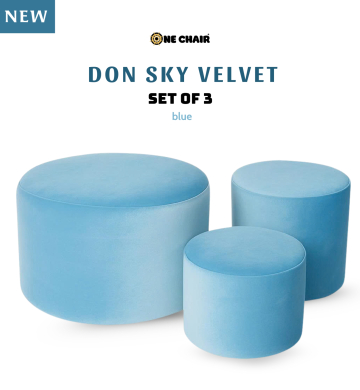 Sky Velvet – Don | Bộ 3 Kích Thước Nhung Xanh Bầu Trời Hiện Đại