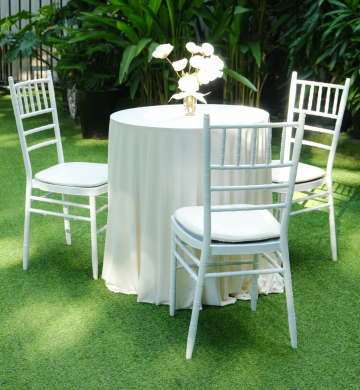 Tiffany White – Bàn Ghế Bar/Bàn Cocktail Trắng Thanh Lịch Cho Sự Kiện & Tiệc Cưới