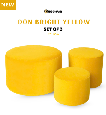 Don Bright Yellow – Bộ 3 Ghế Tròn Nhung Vàng | Ghế Sự Kiện Nổi Bật & Sáng Tạo