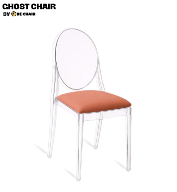Ghost Chair – Nệm Màu Cam Đất | Ghế Trong Suốt Sắc Cam Đất Ấm Áp & Phong Cách