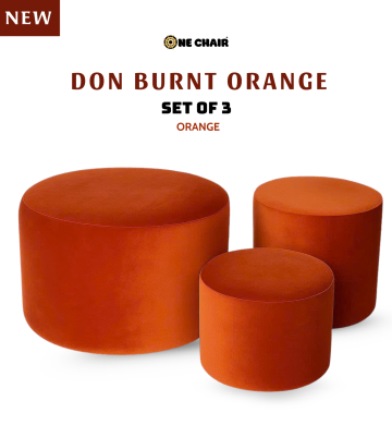 Don Burnt Orange – Bộ 3 Ghế Tròn Nhung Cam | Ghế Decor Sự Kiện Phong Cách Ấm Áp & Cá Tính