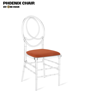 Phoenix Chair – Nệm Màu Cam | Ghế Sự Kiện Trong Suốt