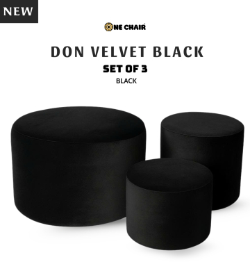 Don Velvet Black – Bộ 3 Ghế Tròn Vải Nhung Đen | Ghế Decor Sự Kiện Sang Trọng & Cá Tính