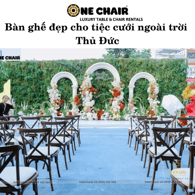 Bàn ghế đẹp cho tiệc cưới ngoài trời Thủ Đức