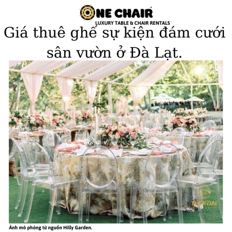 Giá thuê ghế sự kiện đám cưới sân vườn ở Đà Lạt.