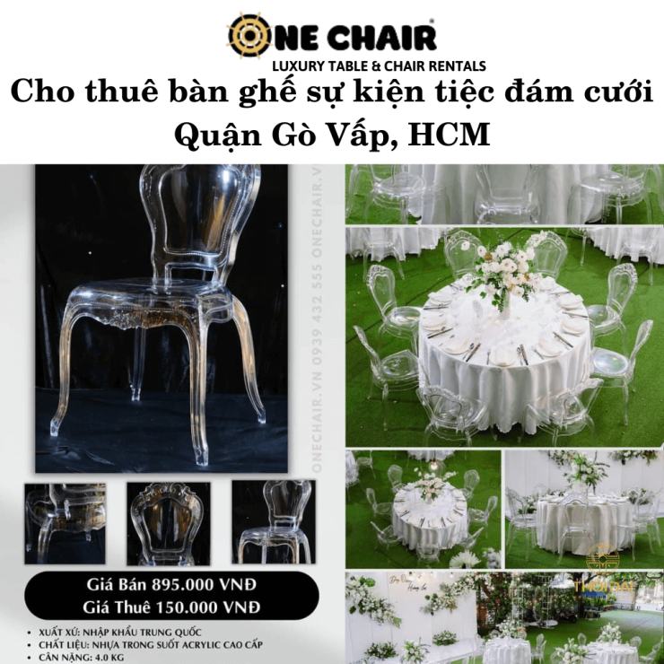 Cho thuê bàn ghế tiệc cưới ngoài trời phong cách lãng mạn tại Gò Vấp