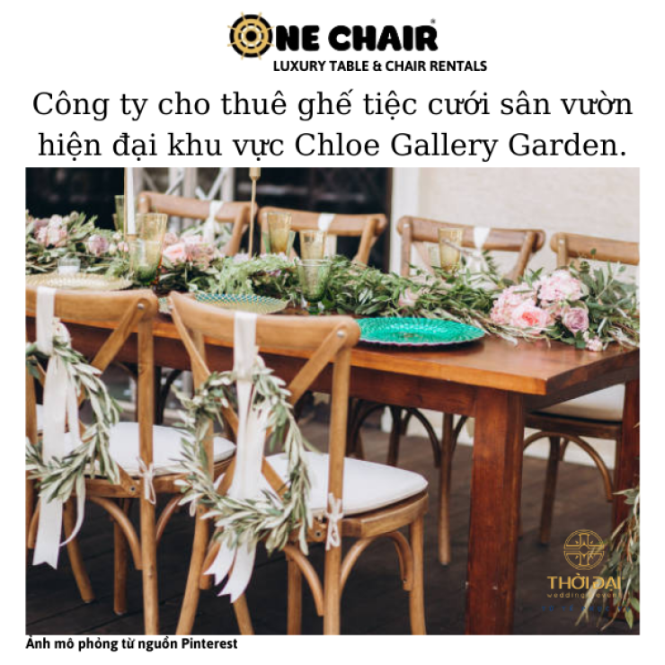 Công ty cho thuê ghế tiệc cưới sân vườn hiện đại khu vực Chloe Gallery Garden.