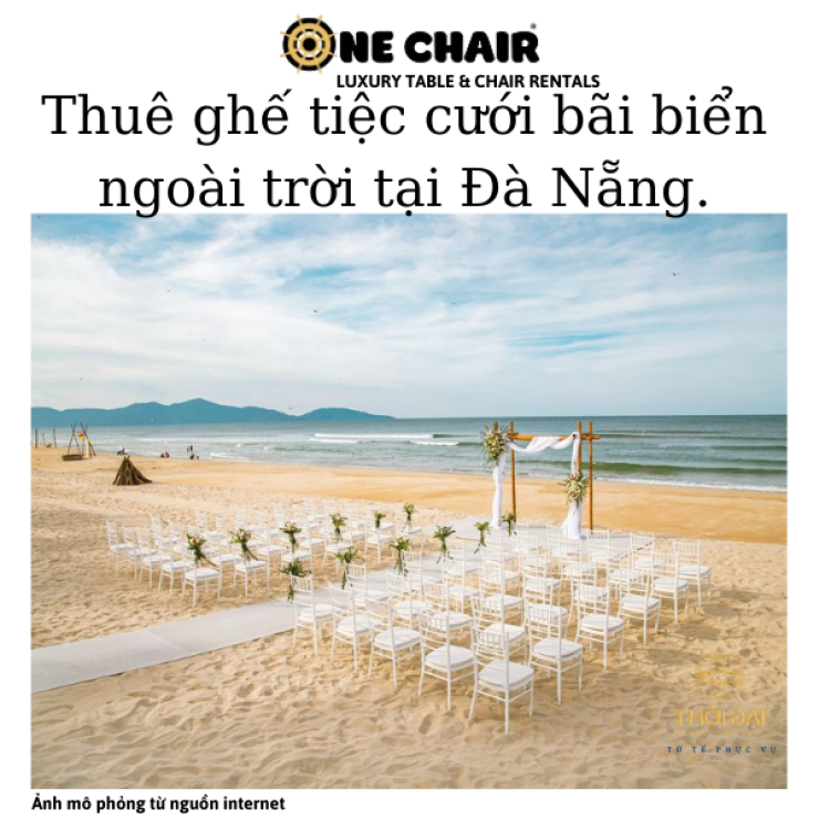 Thuê ghế tiệc cưới bãi biển ngoài trời tại Đà Nẵng.