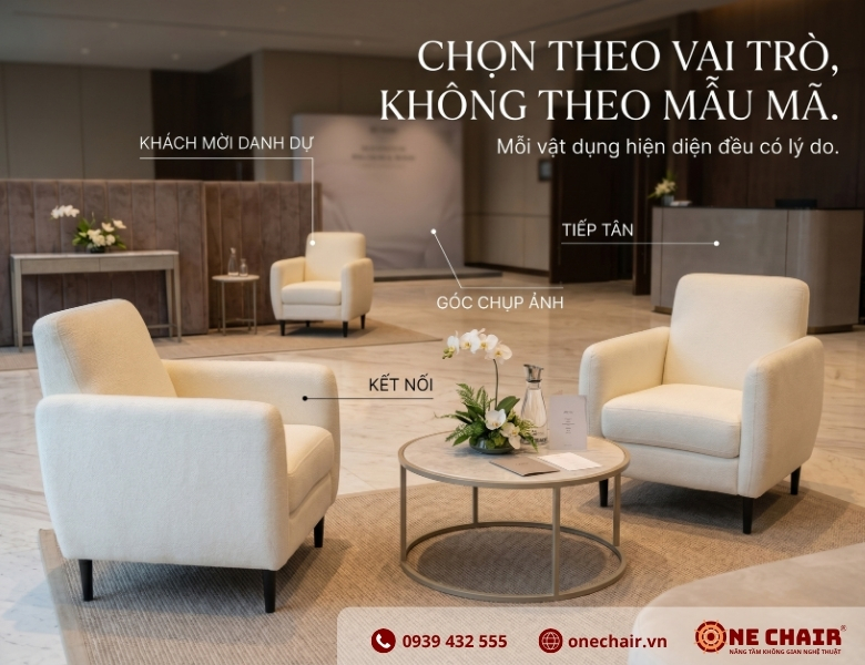 VIP Armchair bố trí theo vai trò đón tiếp và khách mời danh dự trong tiệc