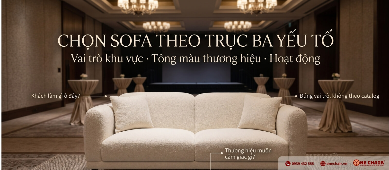 So sánh concept sofa tone corporate trầm và tone activation pastel cho sự kiện thương hiệu