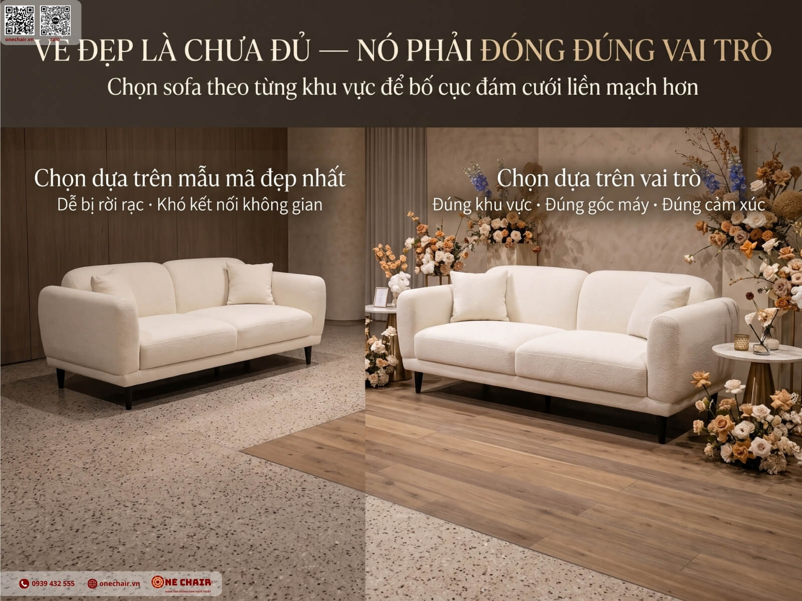 Loveseat Sofa ivory đặt tại bàn chính trong một tiệc cưới cao cấp