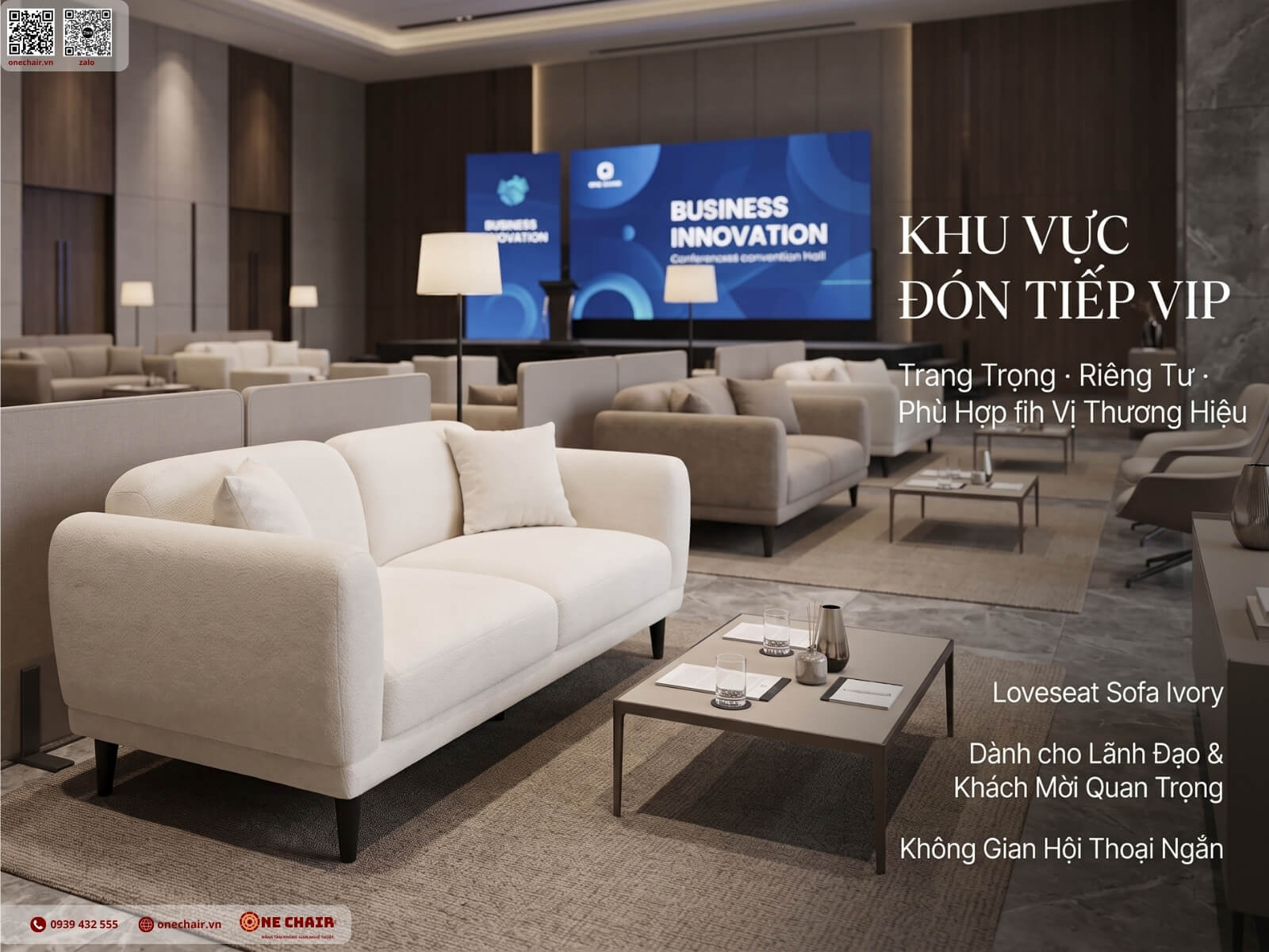 VIP Armchair ivory tại điểm chờ trước sảnh của một sự kiện doanh nghiệp