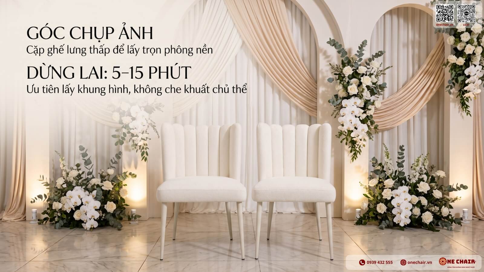 Bảng ánh xạ các dòng sofa ONE CHAIR theo vai trò khu vực trong tiệc cưới