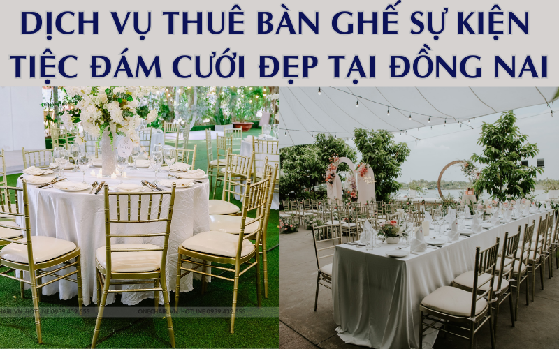 Hình 9: Cho thuê bàn ghế tiffany màu champagne sự kiện tiệc đám cưới